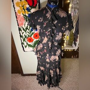 American Living Black Floral Midi Dress